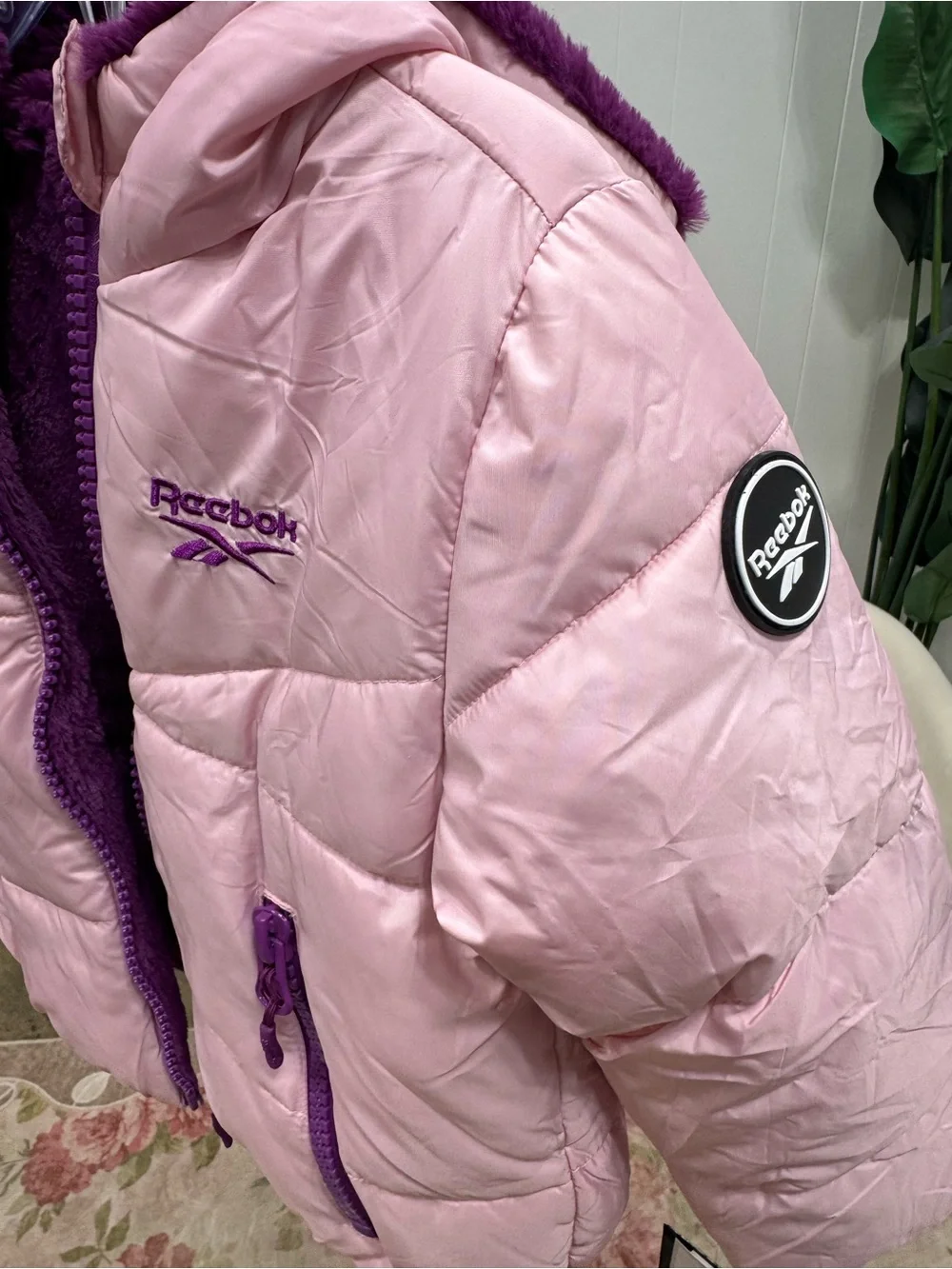 Reebox Faux Fur Reversible Puffer Jacket | NWT Size 4